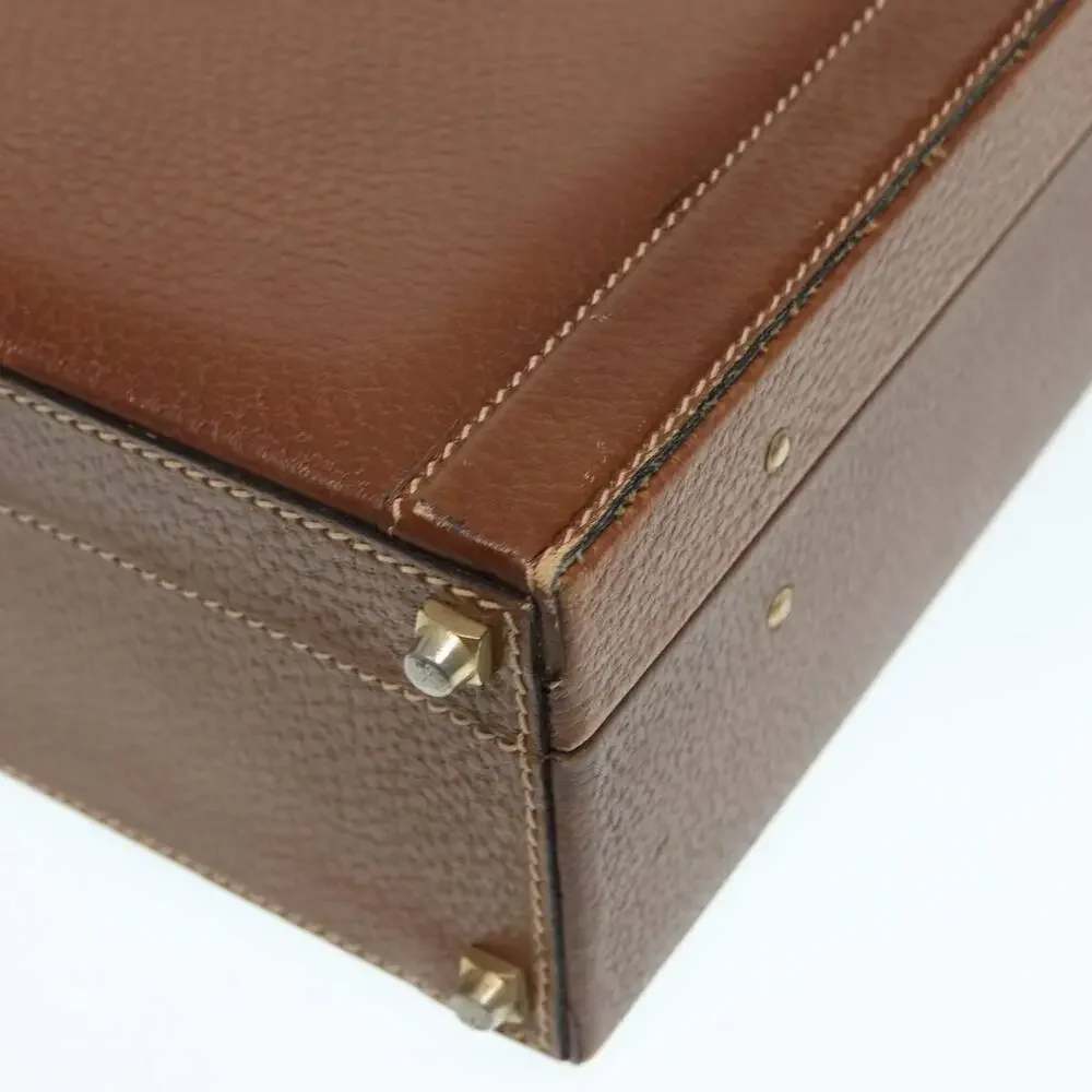 LOEWE Anagram Attache Case Trunk Leather Brown Gold